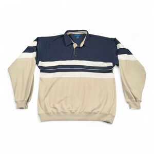 Vintage Towncraft Sweater Adult MEDIUM Blue Colorblock Striped Polo Golf Dad 90s